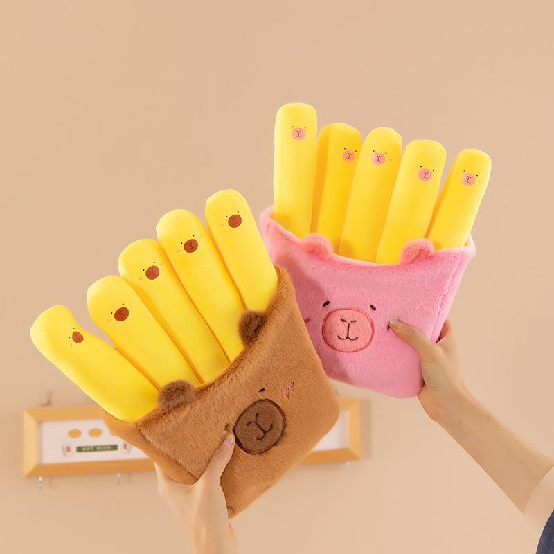 Capybara Turned Into French Fries Plush Toy Doll Creative Capybara Turned Into Food Furniture Ornament Doll Throw Pillow