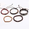 Mixed Mens Bracelets Adjustable Handmade Multi Strand Braided Cowhide Bracelets Woven Leather Wristbands Wooden