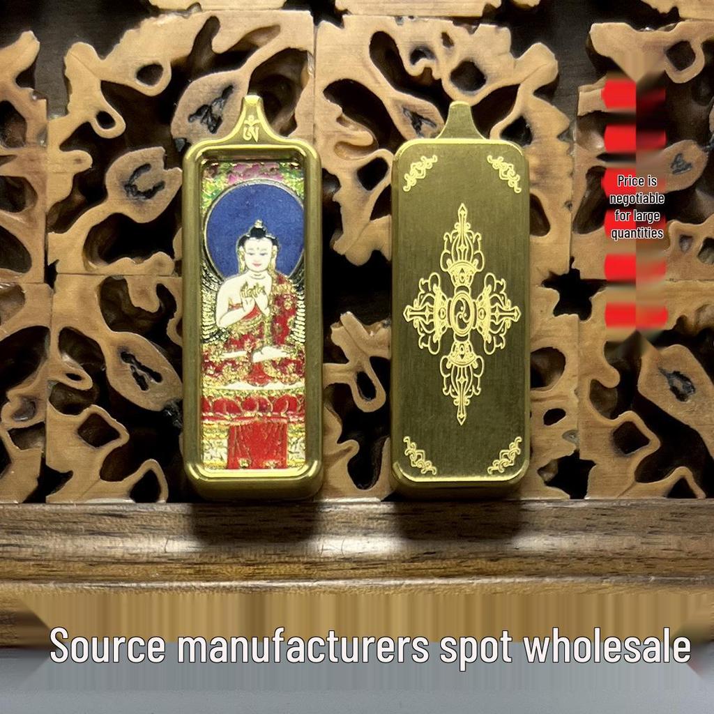 Tibetan Eight Guardian Gods Titanium Steel Thangka Pendant