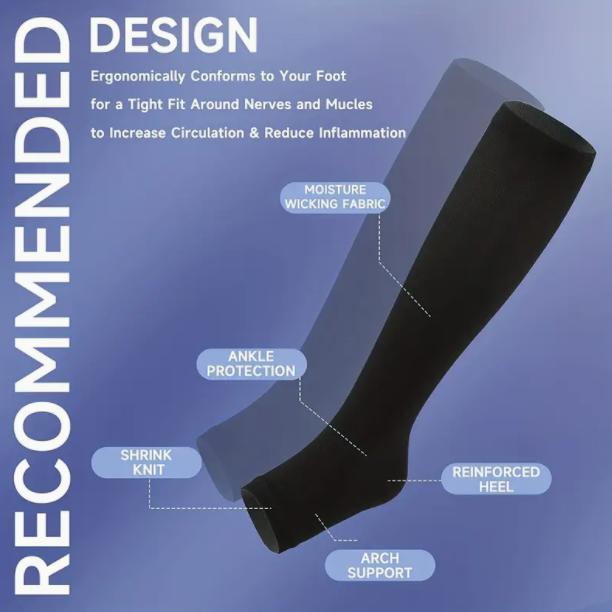 Compression Stocking Care Leg Support Ankle Elastic Open Toe Compression Socks Men Women for Running Athletic Cycling