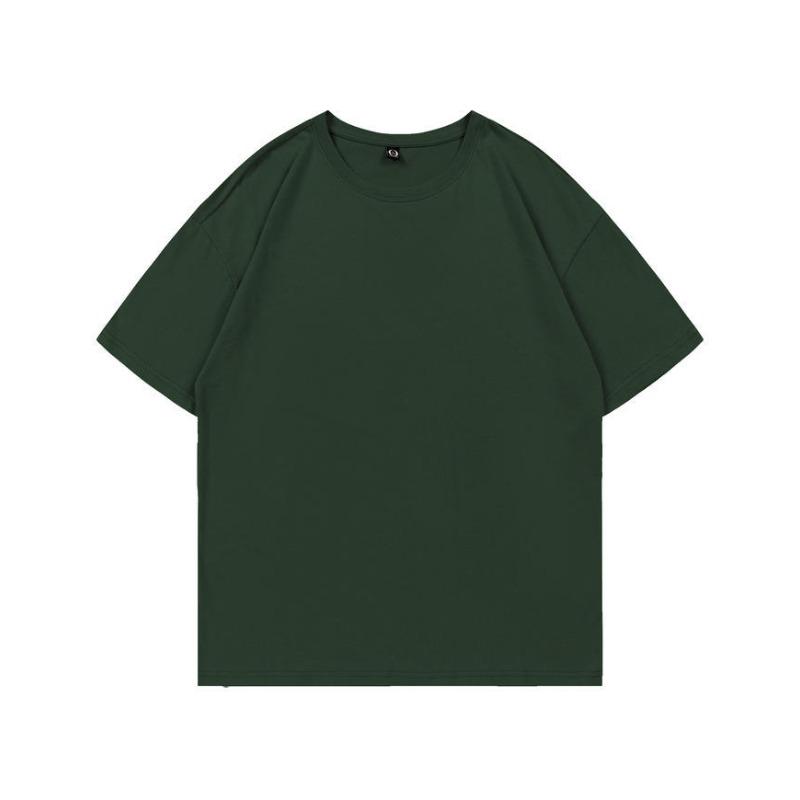 Summer new 200g pure cotton small shoulder youth campus sports and leisure loose solid color round neck short sleeves