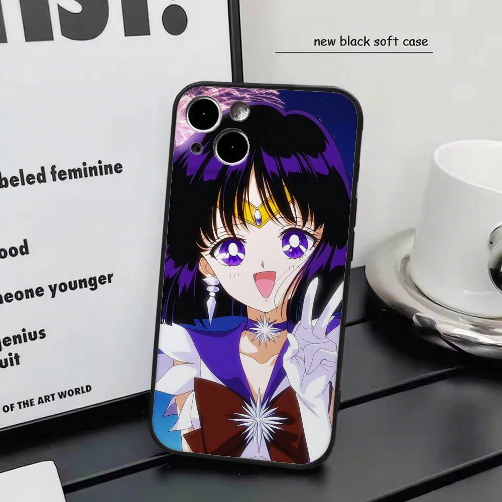 Kawaii Sailor S-Saturn Anime Sailor M-moon Phone Case Silicone Soft For IPhone 17 Air 16 15 14 13 12 11 Plus Pro Max Plus