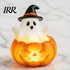 Resin Pumpkin Night Light Halloween Cute Up Ghost Decoration, Small Statue Light, Lighted Figurine for Home Table Decoration Indoor, Kitchen