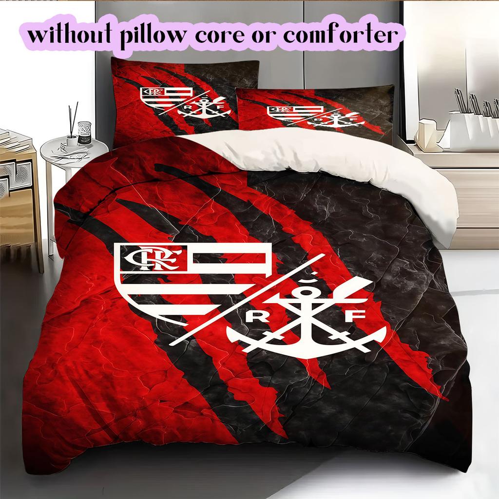 Flamengo Football Soccer Pattern Bedding,Quilt Set Quilt Cover Pillowcase Home Birthday Gift (1*duvet Cover+2*pillowcase,without Core)
