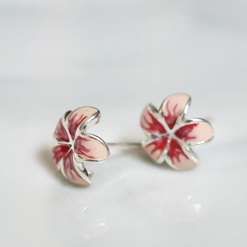 Ny Mote Søt Blomst 925 Sterlingsølv Smykker Fargerik Blomst Temperament Vakre Kvinner Øredobber E236