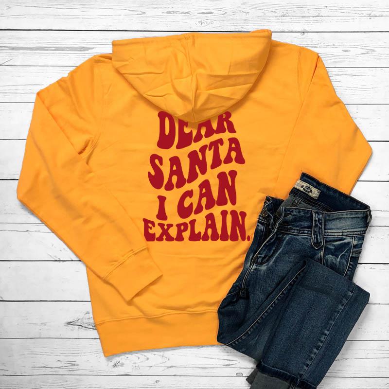 

Дорогой Санта, я могу объяснить, рождественская женская толстовка с капюшоном, модная эстетичная толстовка с карманом Tumblr, модный повседневный джемпер 3XL жёлтый