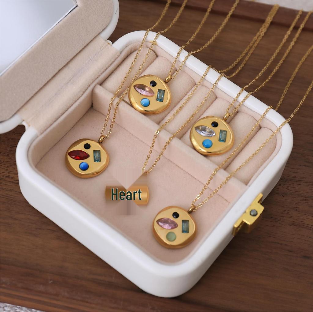 Titanium Steel Clavicle Necklace: Colored Zircon December Birthstone Gift for Mom
