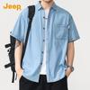 Men's Pure Cotton Washed Denim Short-Sleeve Shirt