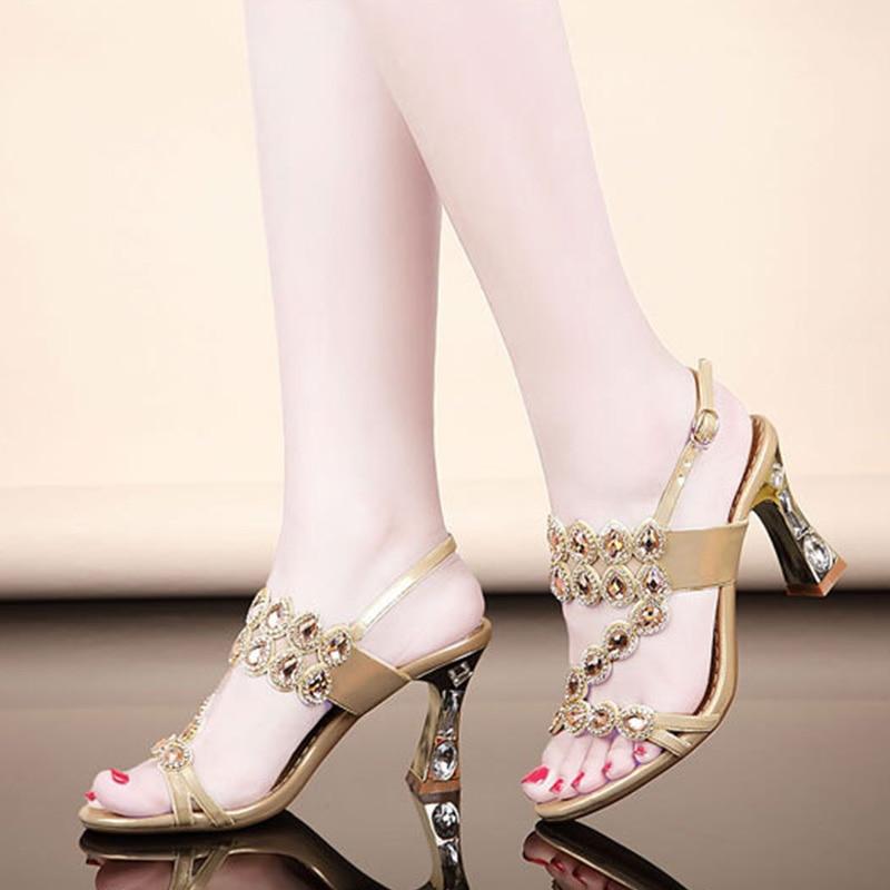 High Heels Sandalen Damen Sommerschuhe Frau Partyschuhe Mode Damen Sandalen Quadratischer Absatz 7cm