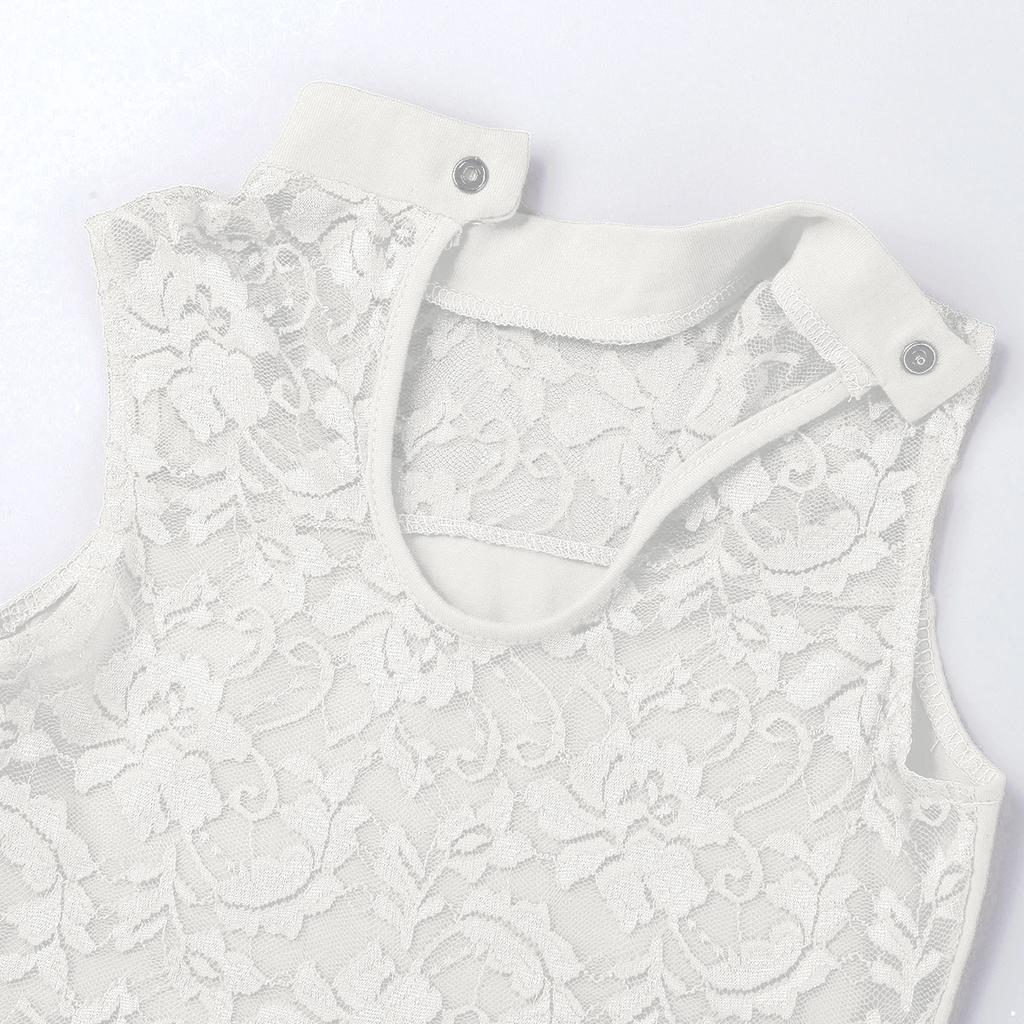 One Piece Girls Leotard Sleeveless Turtle Neck Lace Back Dance Clothes Kids Ballerina Bodysuit