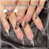 24-Piece Silver Flame Long Teardrop Nude Nail Art Set - Wearable, Removable Fake Nails