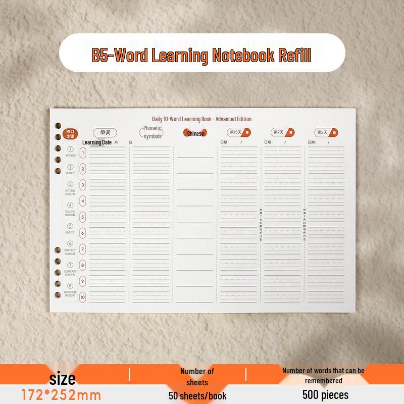 Daily 10 Words English Vocabulary Memory Book
