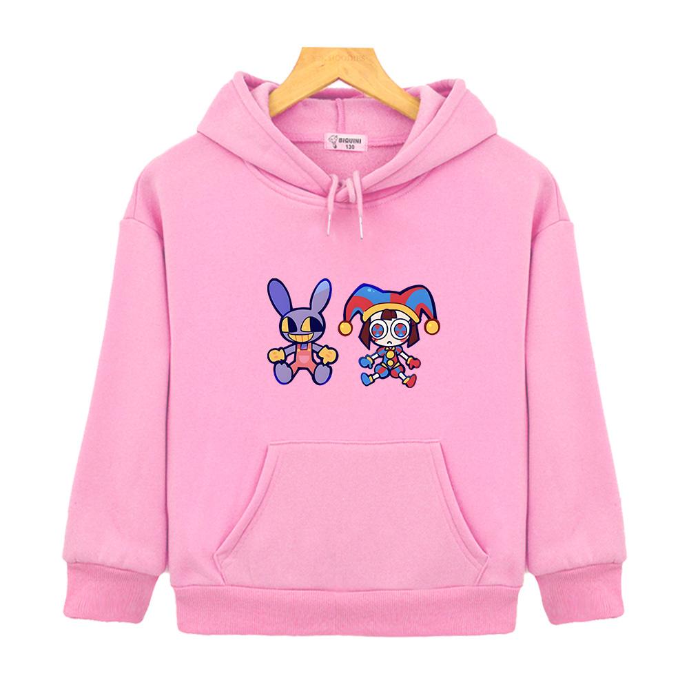 

Cartoon The Amazing Digital Circus hoodies Kawaii/Cute Jax and Pomni pullover Kids Clothes Boys 9 To 14 Years Girls Anime Sweatshirts with Pocket 130 рожевий