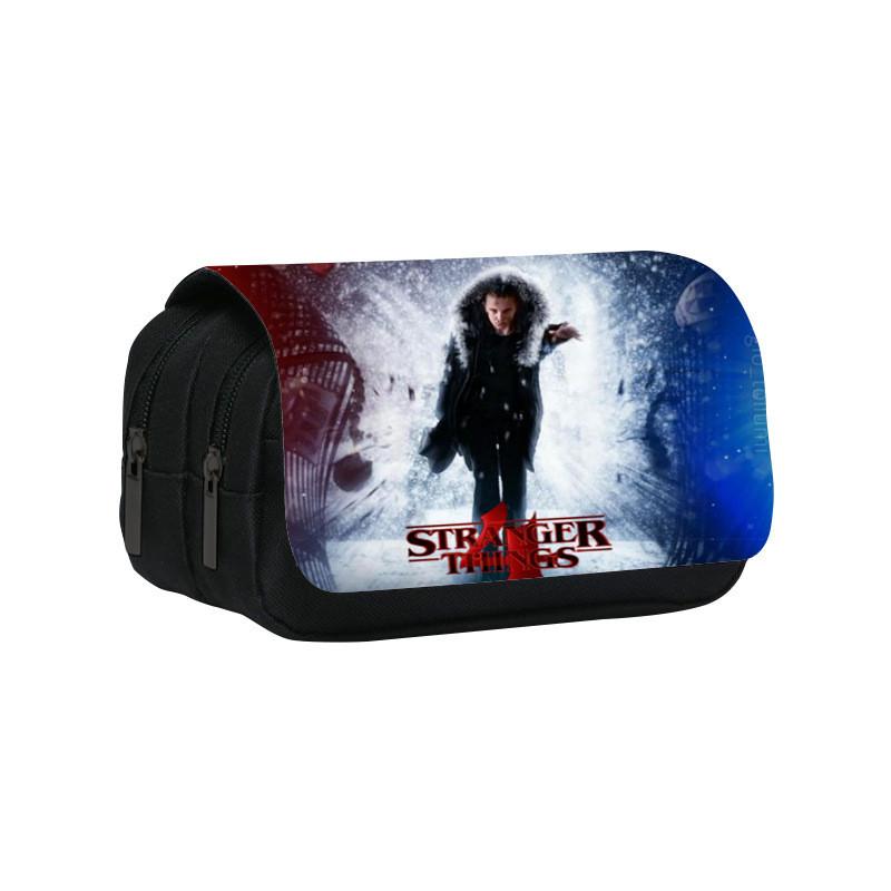 Stranger Things 4 Doppellagiges Federmäppchen mit großem Fassungsvermögen für Schüler und Bürogebrauch