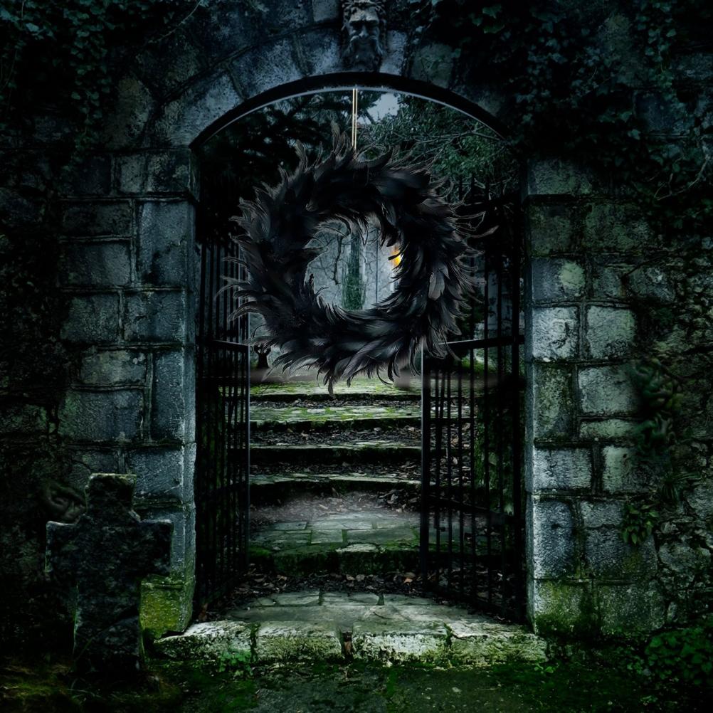 Halloween  Wreath Black  Door Wreath for Halloween Party Decoration