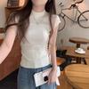 Gray Knitted Hollow-Out Shoulder T-Shirt - Women's Summer 2025 Trendy Short Sleeve Design