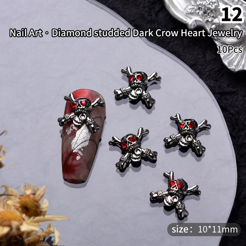 10 Stücke Halloween Element Nagel Diamant Menschlicher Schädel Spinne Form Diy Charms Dekoration Persönlichkeit Stereoskopischen