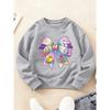 Kids Crewneck Sweatshirt, Cute Easter Print with Bow, Rabbit & Easter Eggs, Top for Autumn Winter