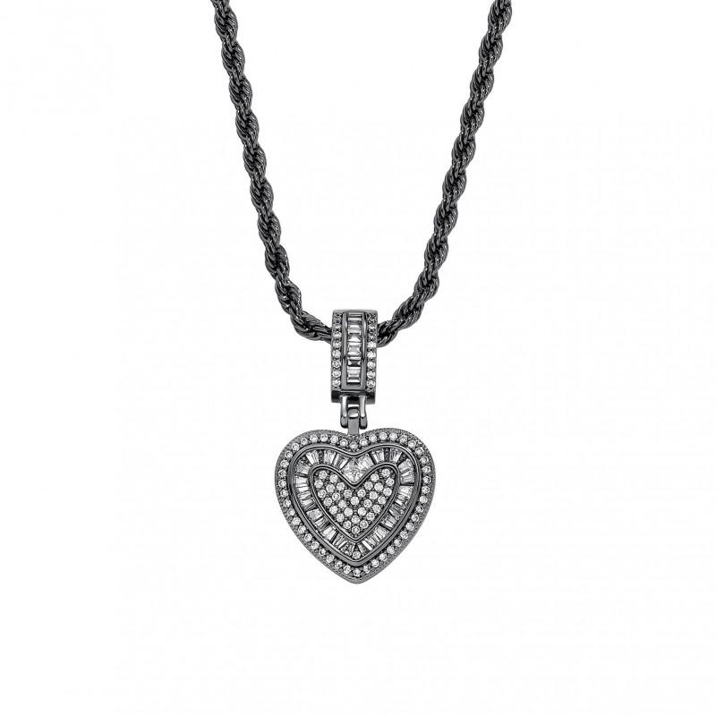Heart Pendant Necklace Women Gold Plated Chain Hip Hop Jewelry Statement Choker Layered Accessory