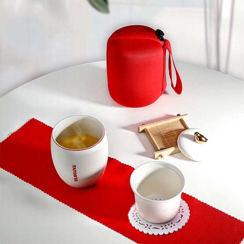 TAYOHYA Prosperous Peony Ceramic Travel Tea Set