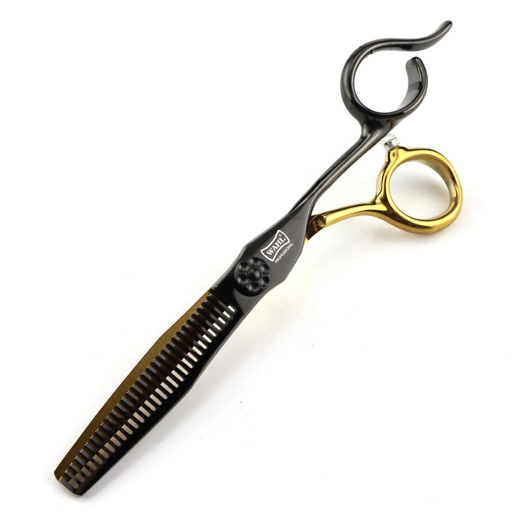 6.0 Inch Black And Gold Notched Handle, Hair Scissors, Hair Scissors, Flat Scissors, Bangs Scissors, Tooth Scissors