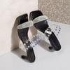 Higher Quality Rhinestone Thin Heel Women Sandals Transparent PVC Fashion Square Toe Slide Sandals Sexy Open Toe Designer Shoes