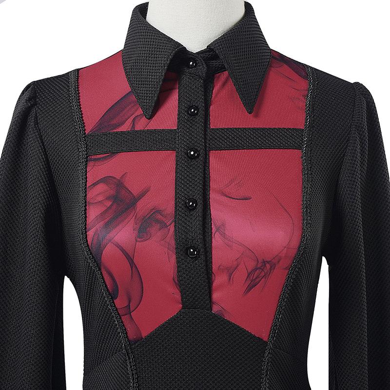 Nouă rochie gotică medievală în negru și roșu victorian stil vampir renascentist punk corset rochie victorian goth fustă bustieră cu șireturi