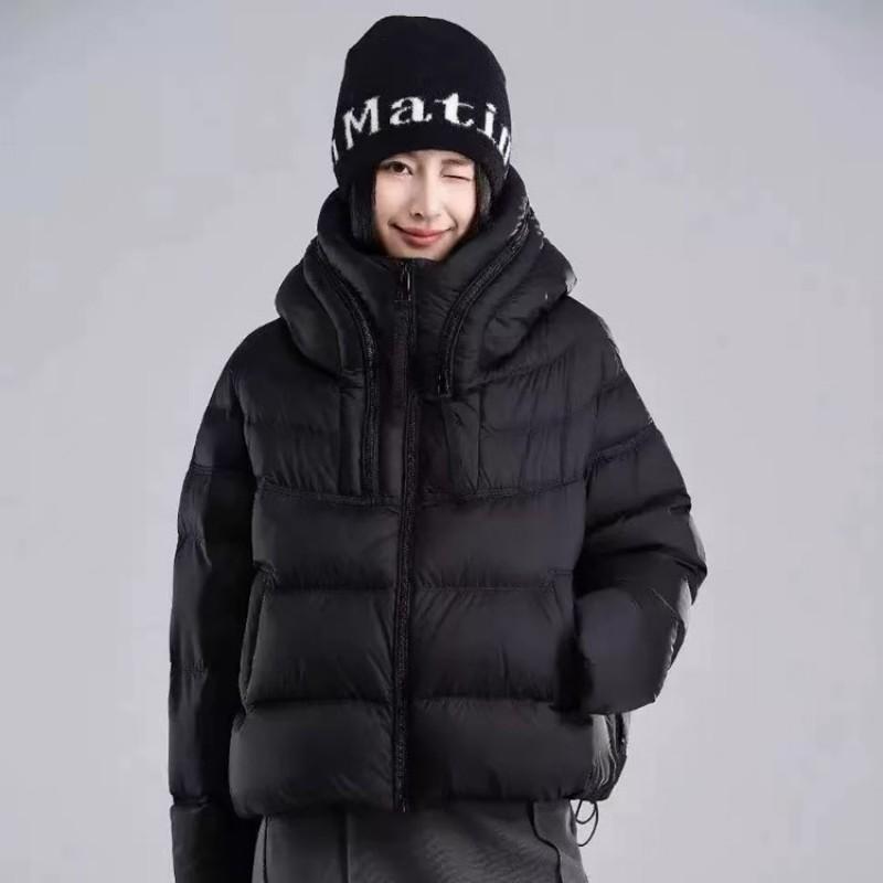 Womens Short Puffer Jacket With Hood 2026 Winter Warm White Duck Down Fill Loose Fit Petite