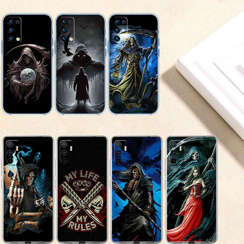 JO60 Grim Reaper Skull Phone Case for Motorola E22S E7 G6 G7 G8 G9 Plus Power Play G10 G20 G04 E30 E40 E22 E20 E13 G22 G23 G Stylus Play