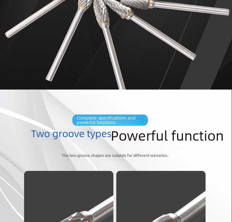 Accesoriu pentru șlefuit cu pile rotative din carbură de tungsten - Cap de freza cu granulație simplă și dublă