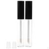 Set of 2 Plastic 7ml Empty Refillable Clear Tube Liquid Bottle Black Cap Lip Balm Container Vials