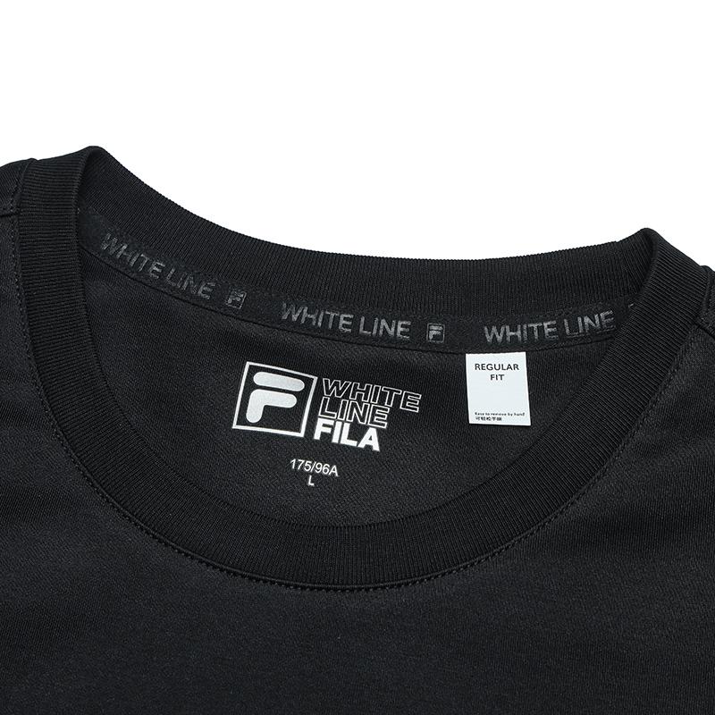 FILA White Casual Comfortable Knit Pullover Long Sleeve T-Shirt Men Tops Black F11M513208F-BK