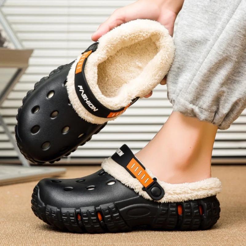 New Fashi Winter Slippers Warm Plush Couple Slippers Indoor Outdoor N-slip Men's Cott Shoes Thick Soled Men Garden Shoes