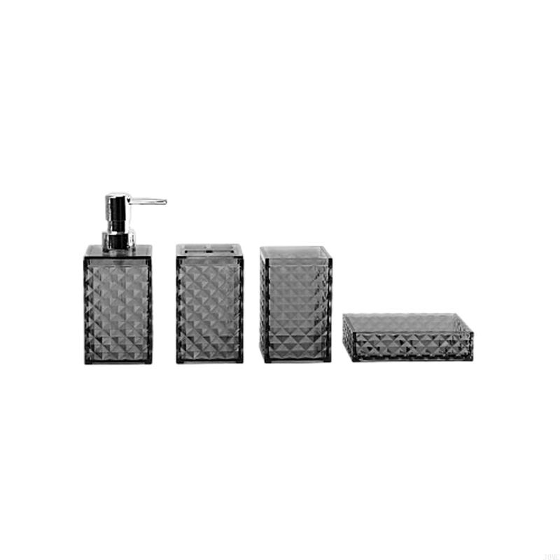 

Contemporary Bathroom Storage Set Clear Diamonds Grids Containers For Toiletries J0MC сірий колір