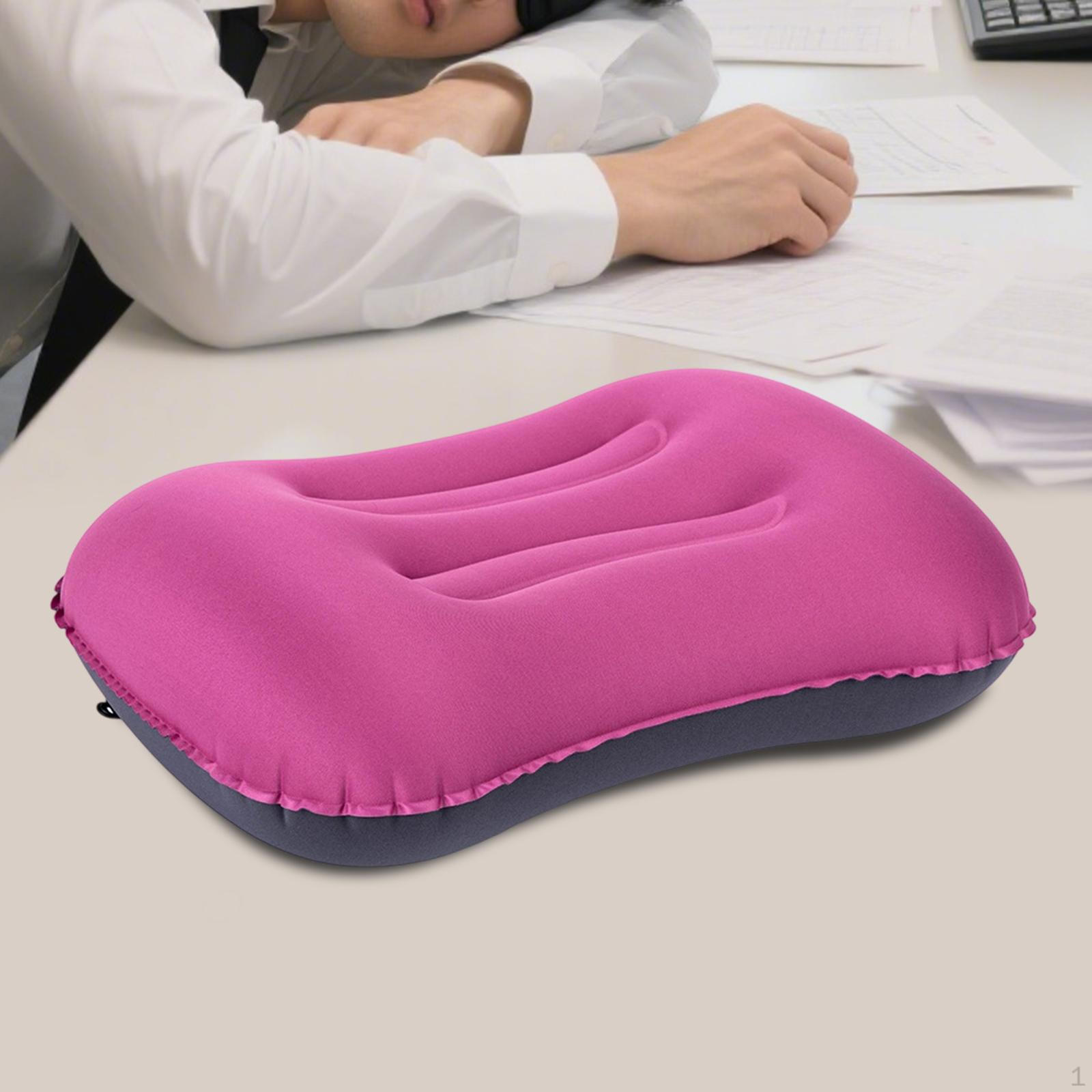 

Inflatable Camping Pillow Air Travel Lightweight Compressible Neck Support for Beach Airplane Rose Red