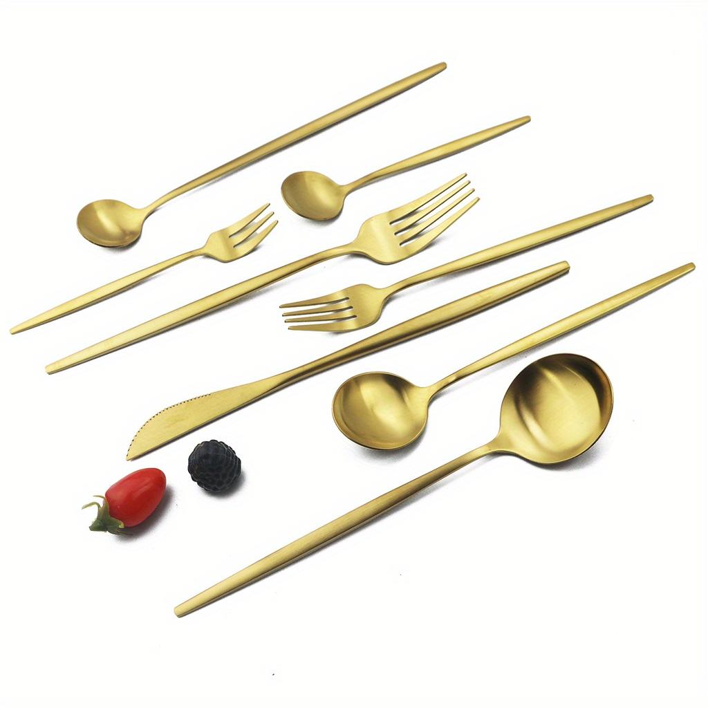Set de tacâmuri din oțel inoxidabil premium din 32 de piese - MatteCutlery pentru 4 Vesela durabilă, rezistentă la rugină, pentru casă