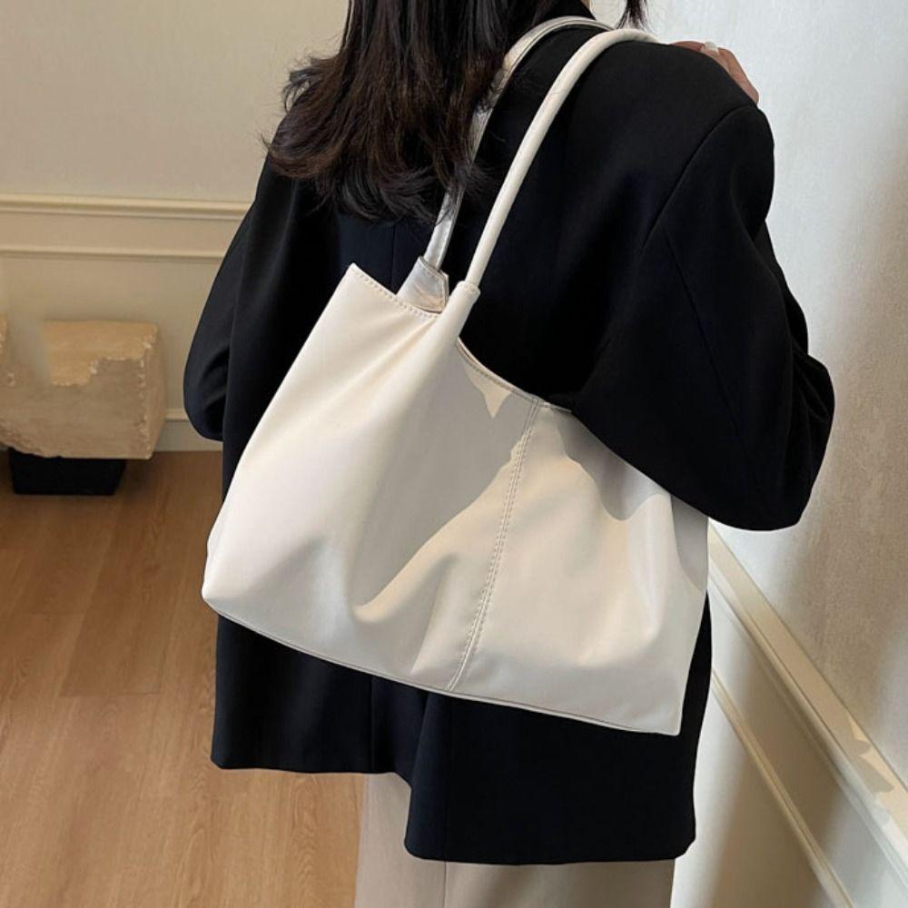 Large Capacity Underarm bag Casual Solid Tote Bag Ins PU Leather Shoulder Bag Vacation