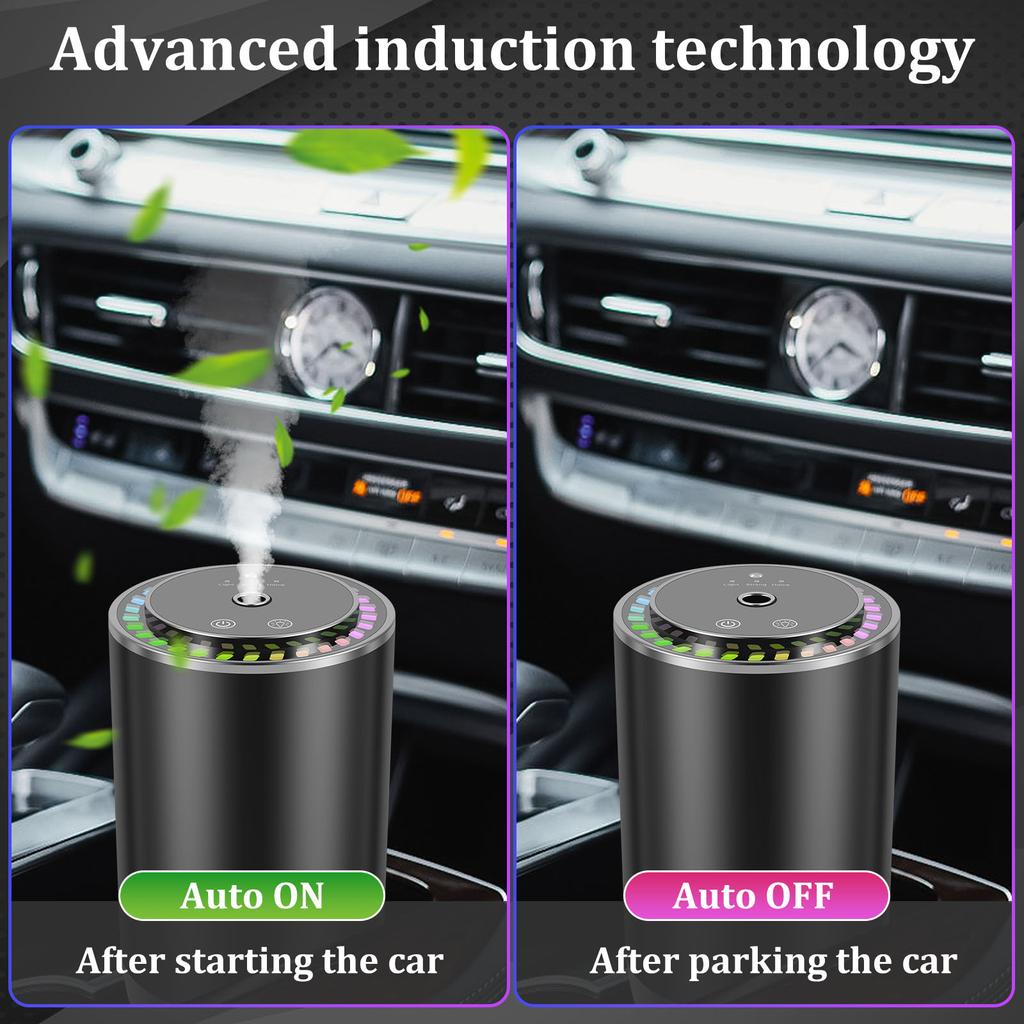 Smart Car Diffuser Humidifier Rechargeable Auto Air Purifier with 3 Adjustable Concentration Auto On/Off Air Freshener Diffuser