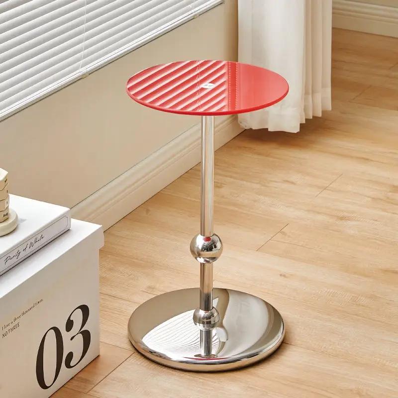 Stainless Steel Round Side Table Shelf Creative Milk Tea Coffee Table Side Cabinet Living Room Sofa Small Coffee Table