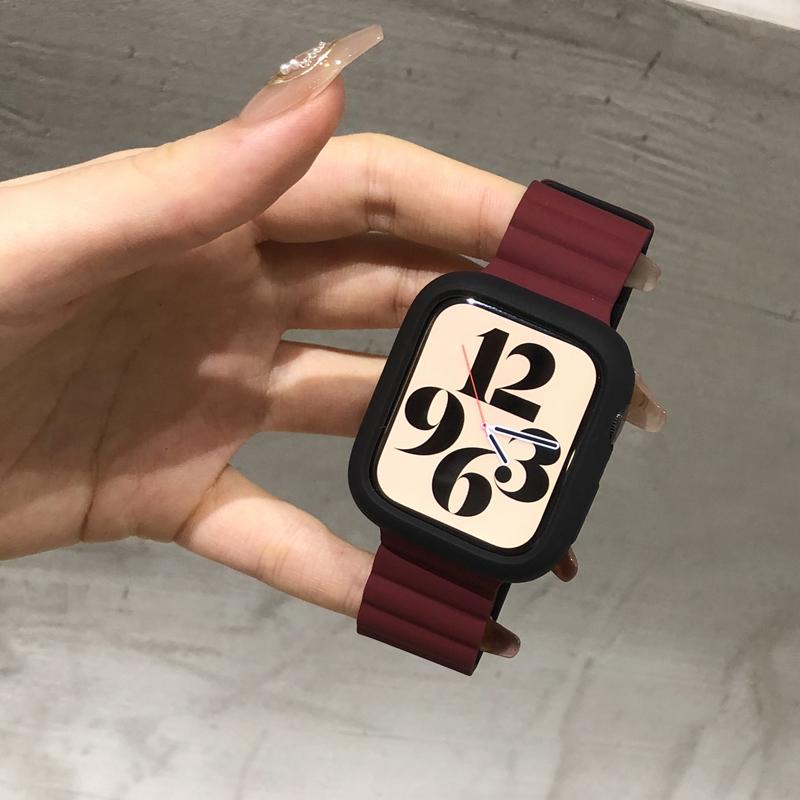 Silikonarmband + Hülle für Apple Watch Armband Ultra 2 49mm 44mm 45mm 42 40mm 38 41mm Damenarmband für iWatch 9 7 8 6 5 4 SE Armband