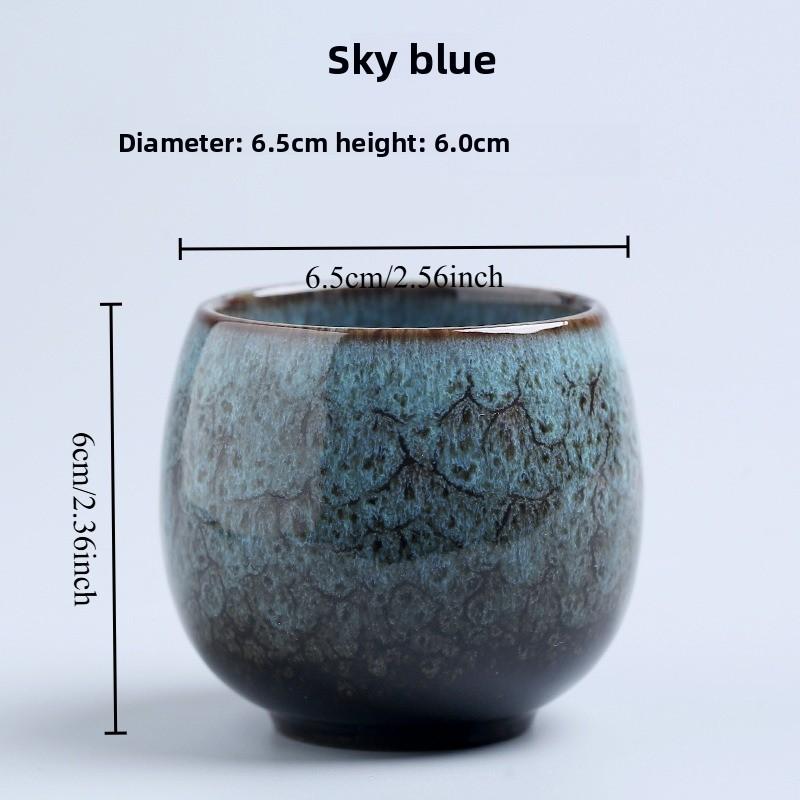 

1pcs Colorful Ceramic Tea Cup Set Handmade Kiln Change Glaze Traditional Chinese Cups for Kung Fu Tea Ceremony 200ml небесно-голубой