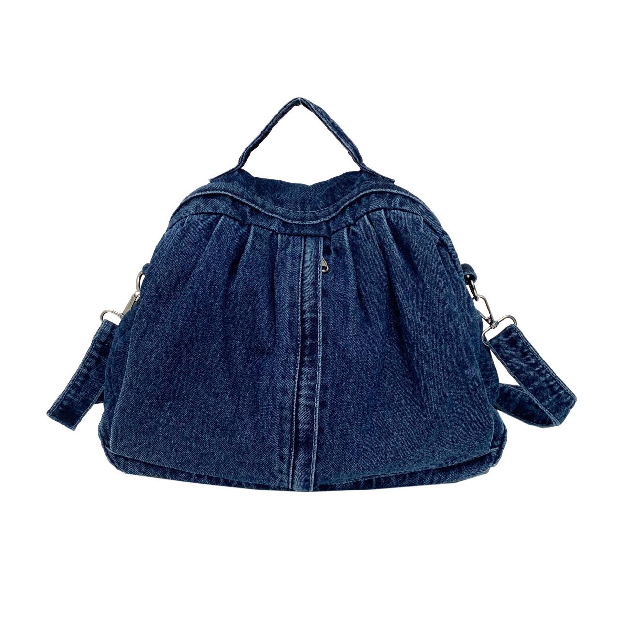 2025 Fashion Washed Denim Versatile Backpack Crossbody and Casual Schoolbag for College Students One Size 2379₽