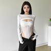 Women's Sheer Mesh Long-sleeve Bodysuit