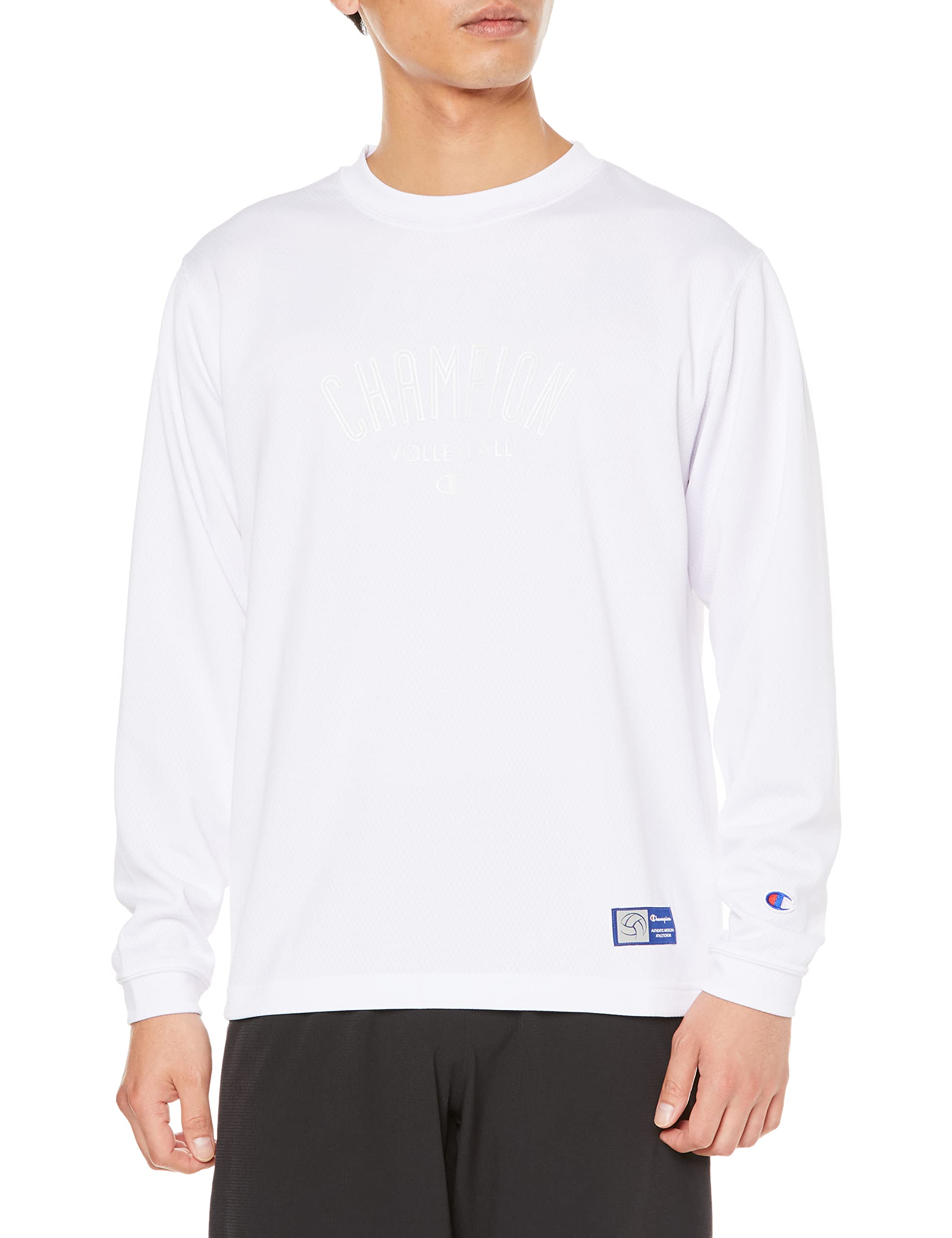 

Champion Long Sleeve Crew Neck Warm Graphic Logo Print Size S Men s T-Shirt, White, (C3-WV408) белый
