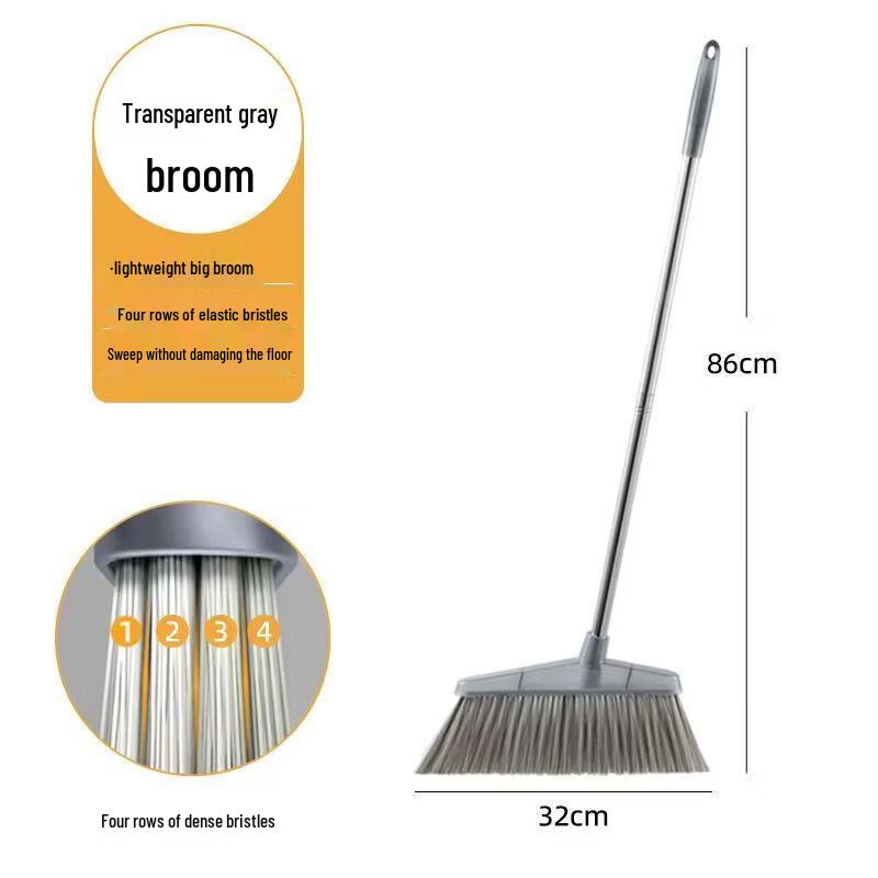 Ally Transparent Plastic Broom & Dustpan Set