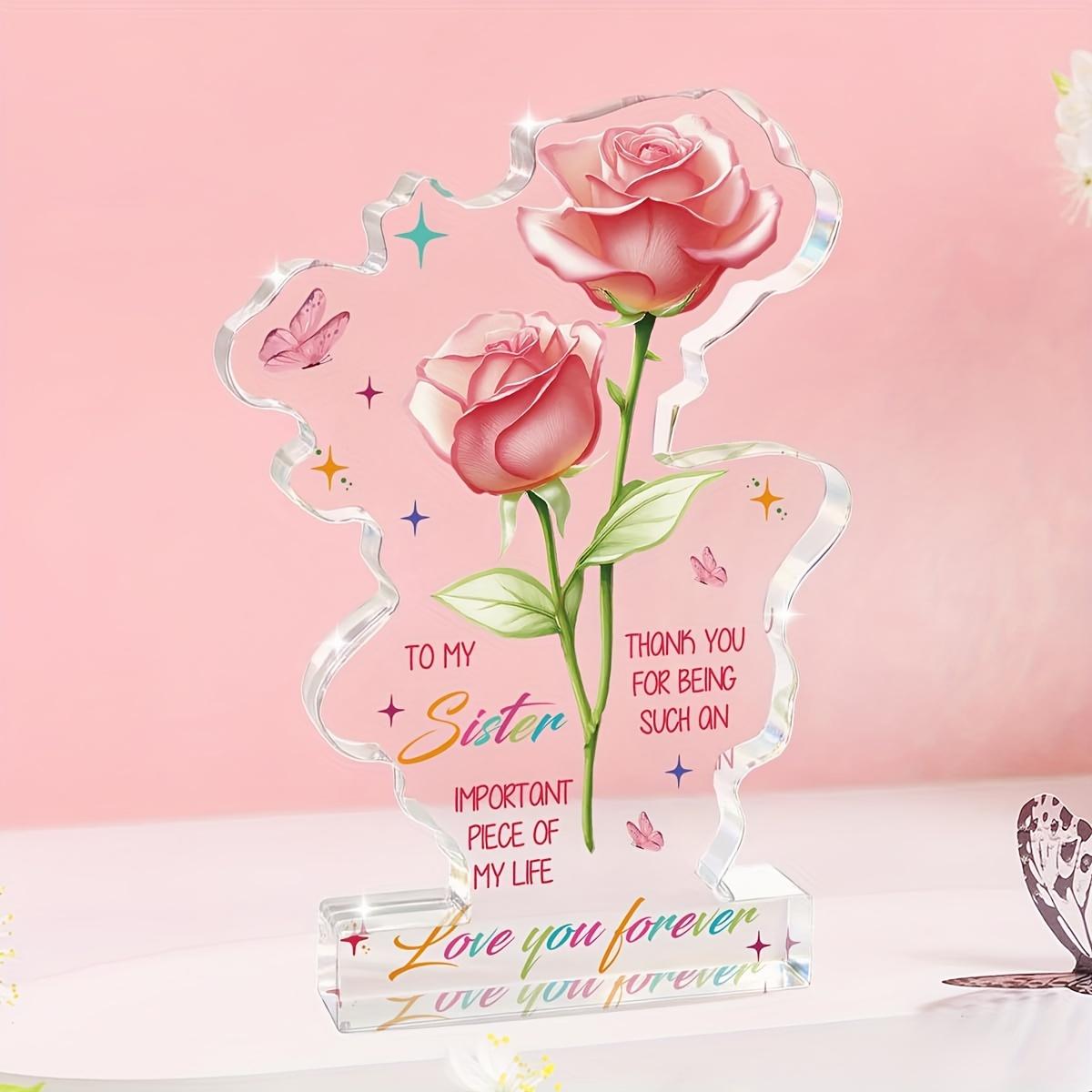 1pc Best Bestie Friend Acrylic Sign - Pink Rose & Butterfly Design with Thank You for Being Such an Important Part of My Life Message 6.6*11.43cm