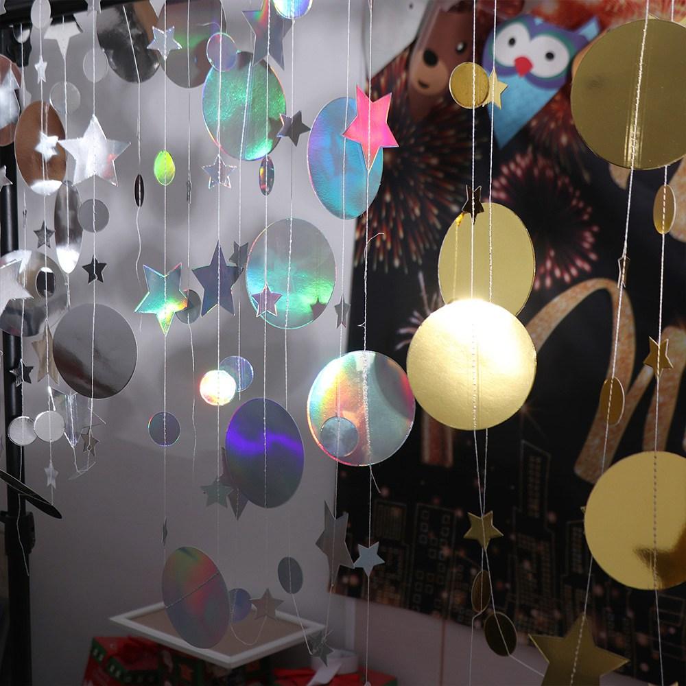 DIY Decoration Glitter Star Circle Paper Garland Golden Party Hanging Decoration  Mother's Day Gift