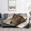 Großer Floppa Karakal Katze Niedliches Meme Decke Weiches Korallenfleece Warme Flanell Badewannen Überwurfdecken für Sofa Auto Schlafzimmer Tagesdecke