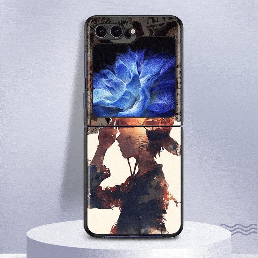 

Back Phone Cover Funda Case for Samsung Galaxy Flip4 Z Flip 7 6 5 4 3 Flip6 Flip7 FE Flip5 Flip3 One Piece Luffy Logo Galaxy Z Flip5