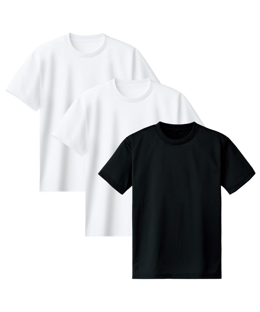 Muji [3Pack] Mooz Poly Mesh Air Cool Dry Round Unisex Short Sleeve T-Shirt (Type B)